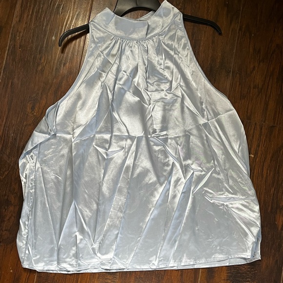 Baby Blue satin blouse - Picture 5 of 6